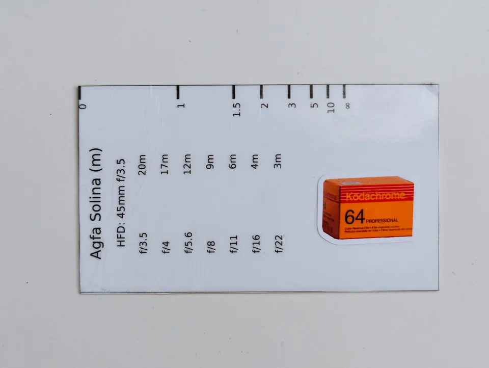 Plastic rangefinder card, meter side