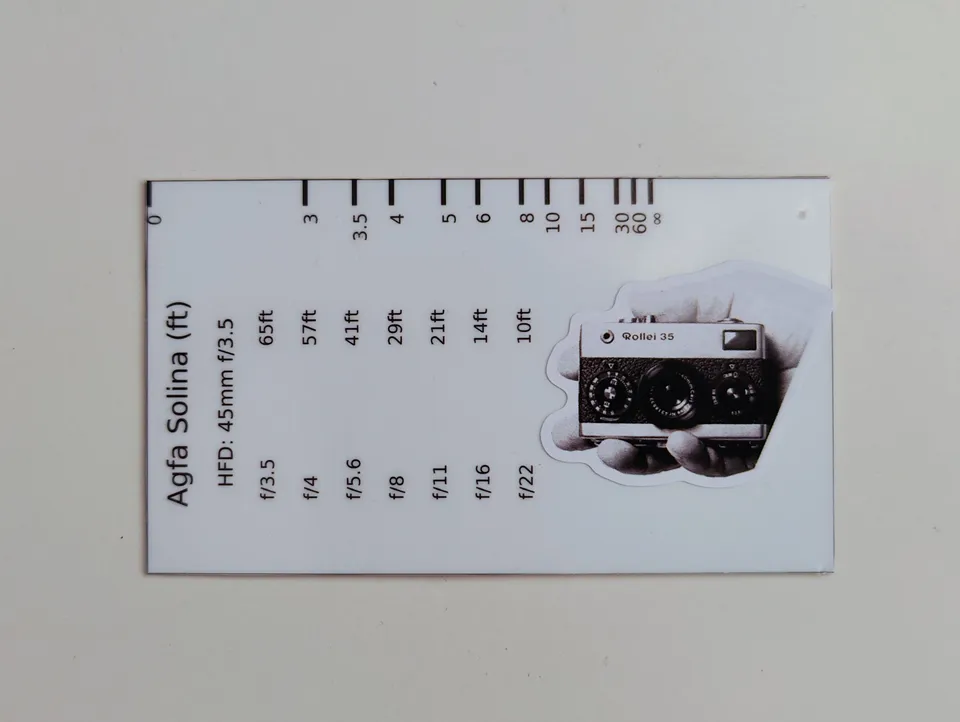 Plastic rangefinder card, ft side